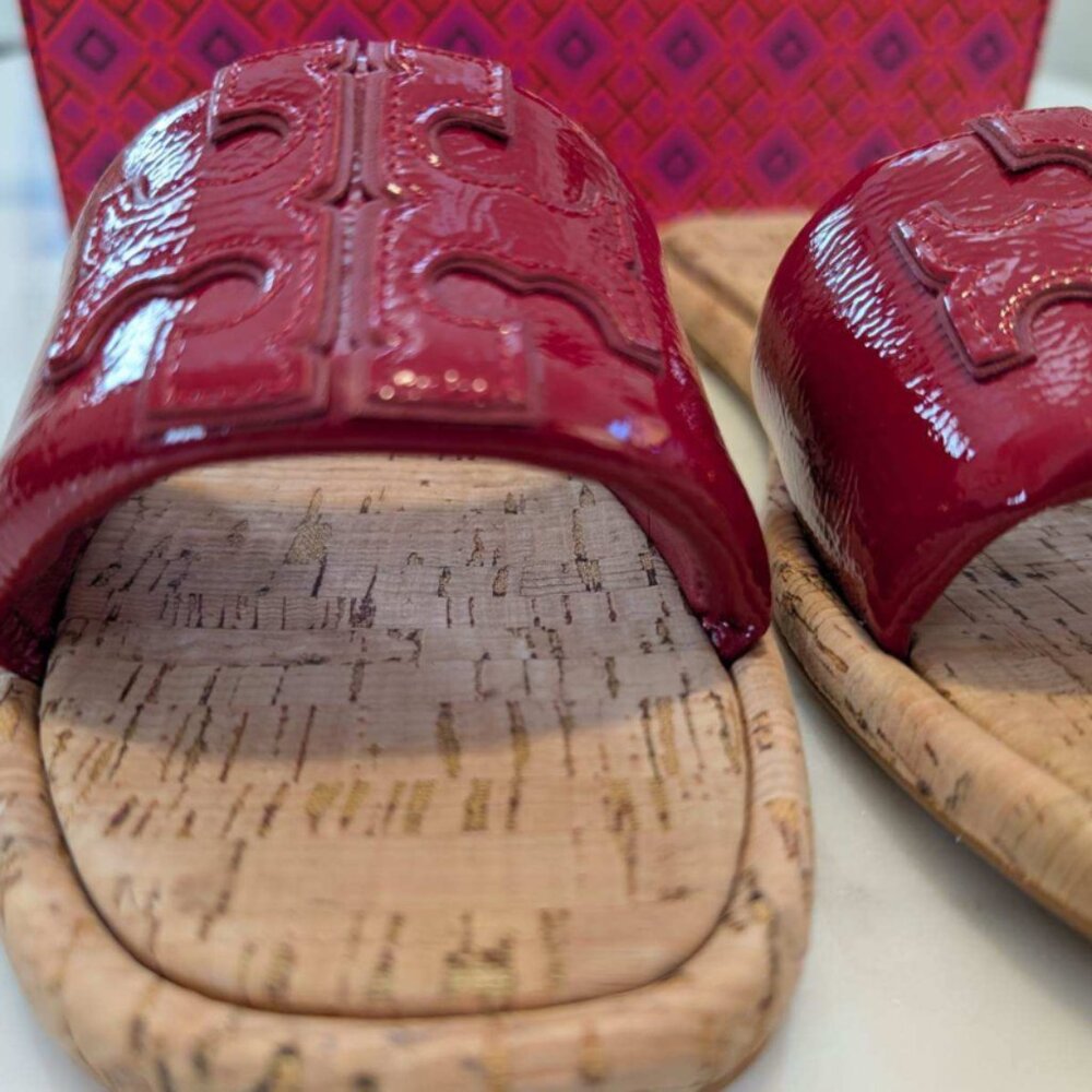 TORY BURCH | Double T Sport Slide Sandals in Red | Women’s 8.5 Slip-On - Picture 11 of 14